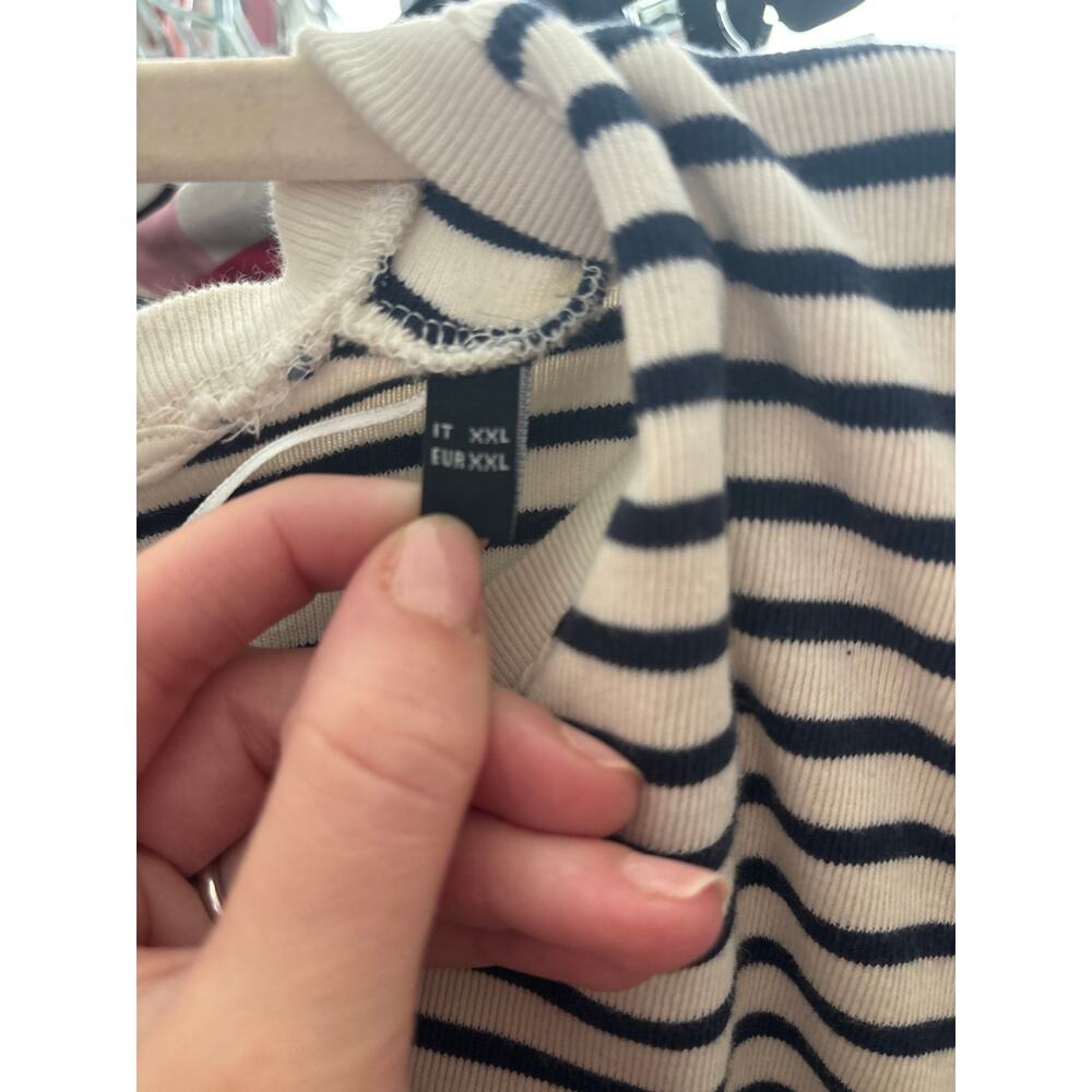 Les Copains Italy Striped Knit Top T-Shirt Blue White Fits US S/M (Tag IT XXL) - Picture 9 of 9